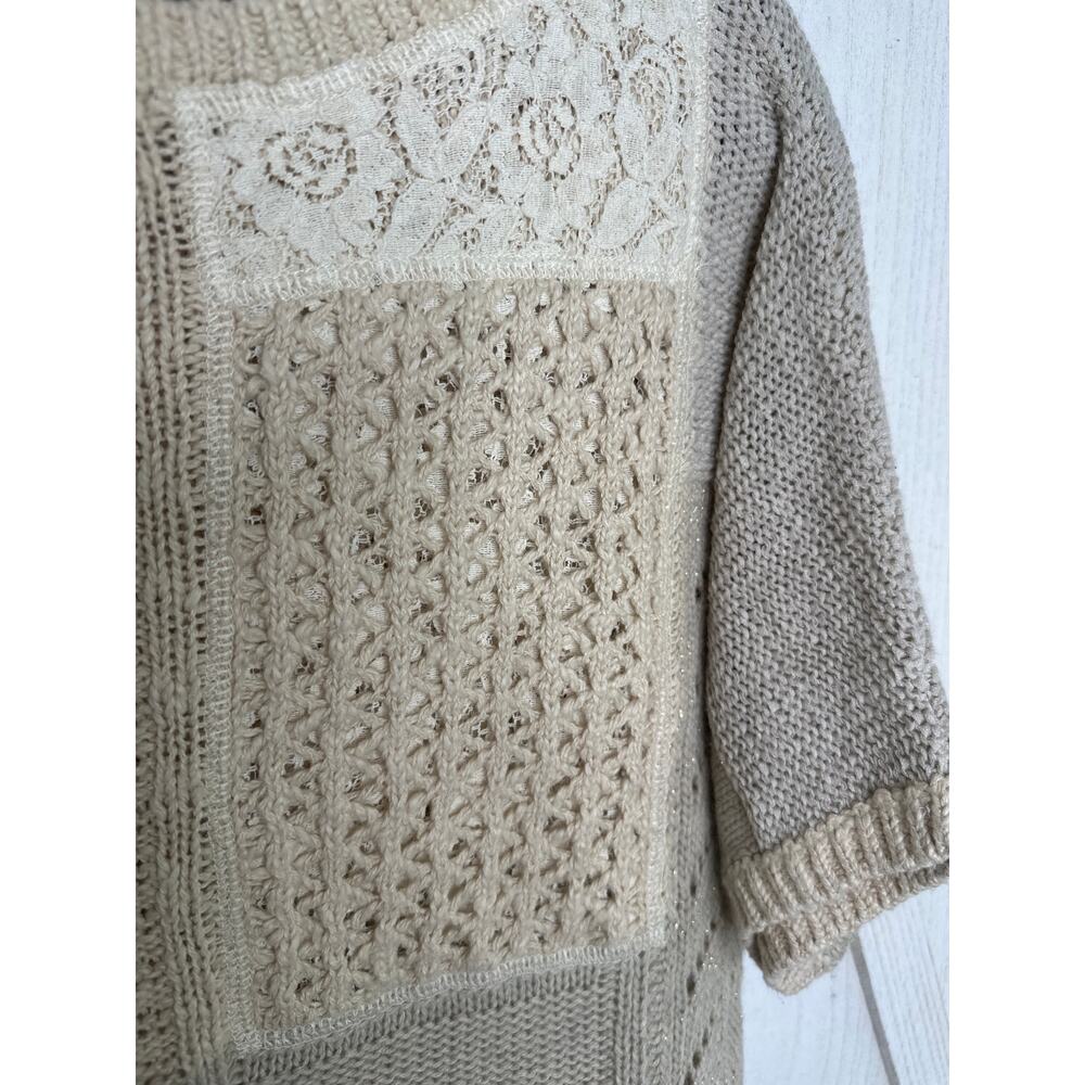 Chicos Cotton Blend Beige Patchwork Lace Wool Ble… - image 4
